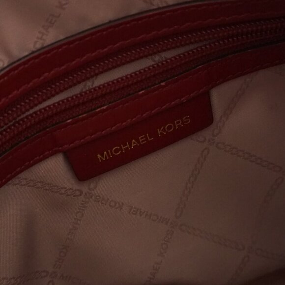 Michael Kors Burgundy Red Crosby Pebbled Leather Zip Closure Shoulder Bag Purse - Picture 16 of 16